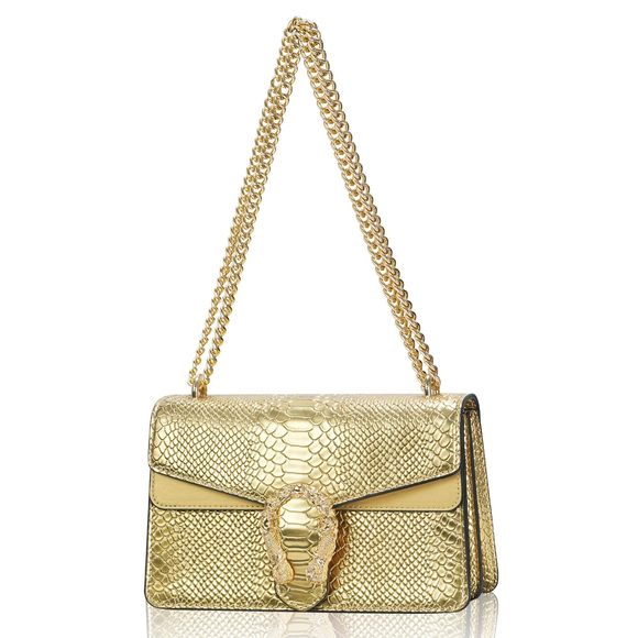 Crossbody Chain Purses - Snake Pattern Leather Shoulder Handbags :> - Picture 1 of 7